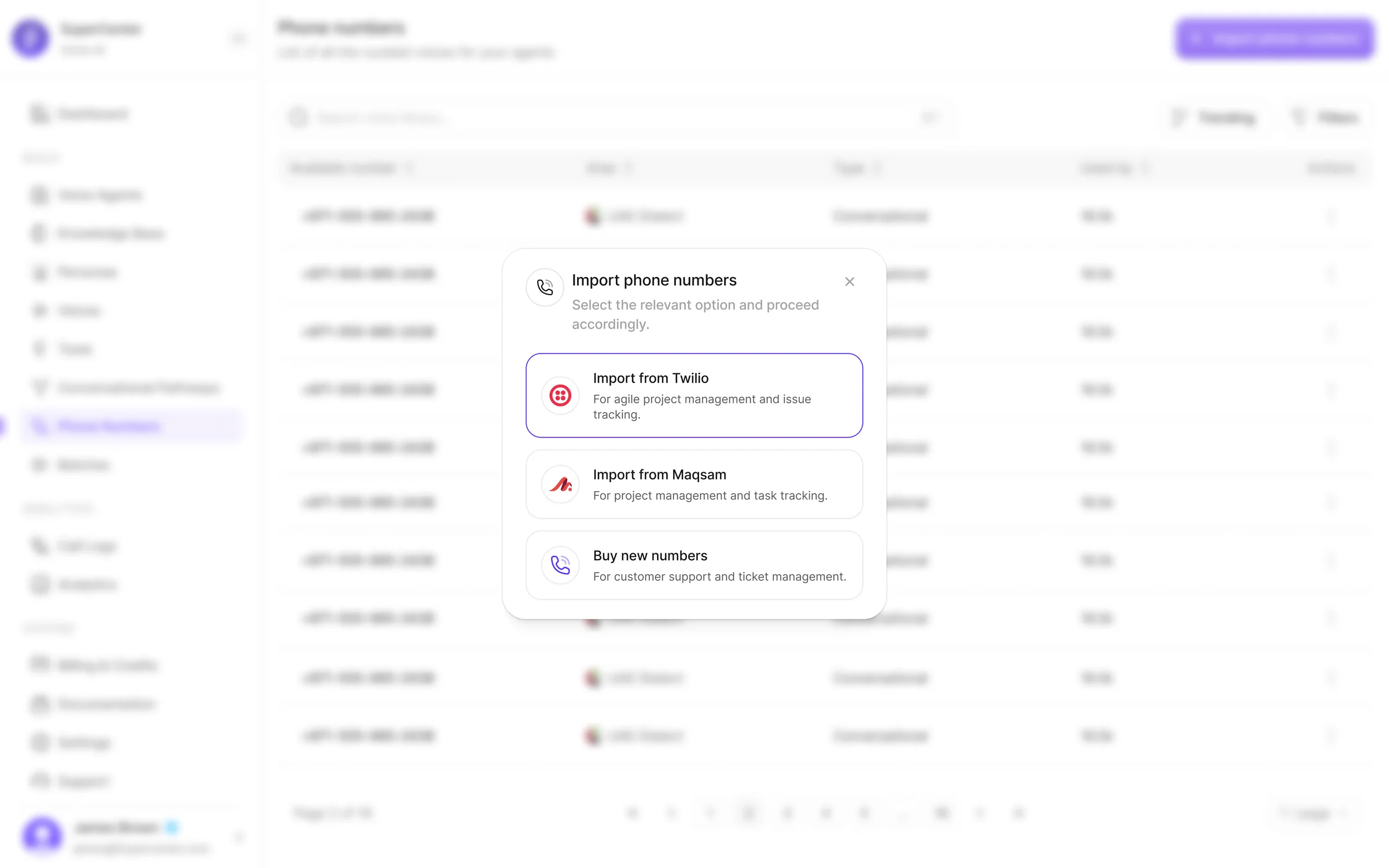 Phone number configuration