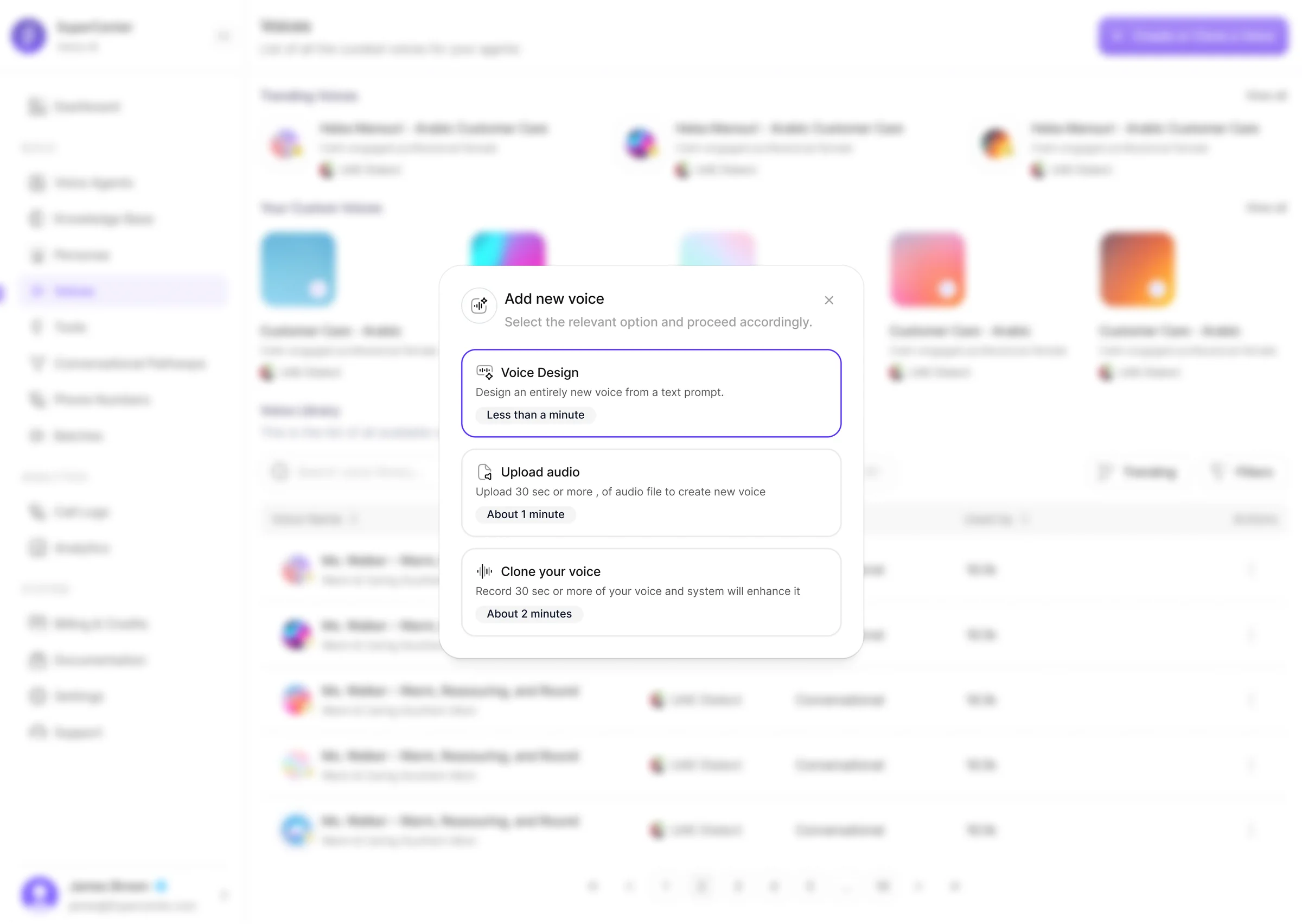 Voice library browser